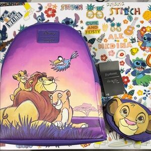 Disney Purple Lion King Backpack with Coin Purse